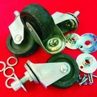 Swivel ball bearing caster set, mounting plates, washers and screws (NOS) vinyage 70´s.